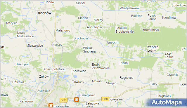 mapa Olszowiec gmina Brochów, Olszowiec gmina Brochów na mapie Targeo