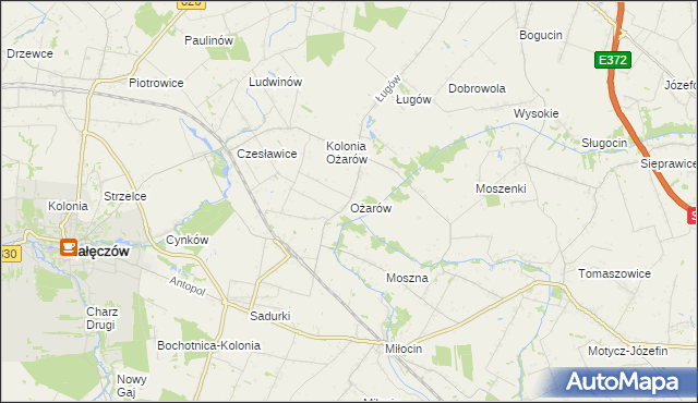 mapa Ożarów gmina Jastków, Ożarów gmina Jastków na mapie Targeo