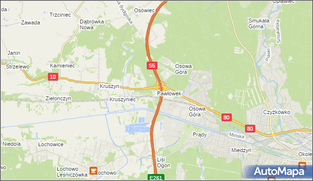 mapa Pawłówek gmina Sicienko, Pawłówek gmina Sicienko na mapie Targeo