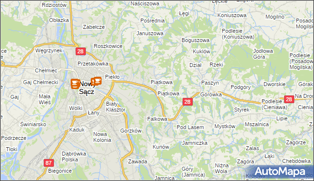 mapa Piątkowa gmina Chełmiec, Piątkowa gmina Chełmiec na mapie Targeo