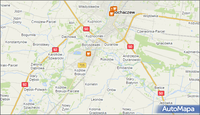 mapa Rokotów, Rokotów na mapie Targeo