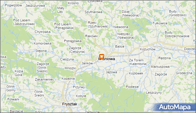 mapa Wiśniowa powiat strzyżowski, Wiśniowa powiat strzyżowski na mapie Targeo