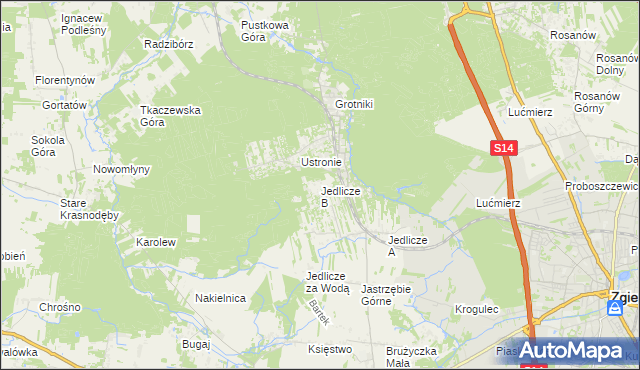 mapa Jedlicze B, Jedlicze B na mapie Targeo