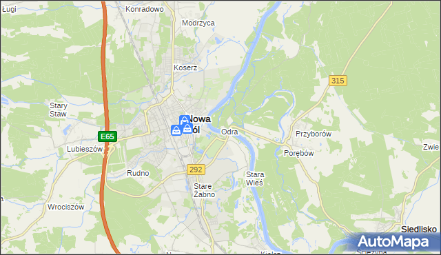 mapa Odra gmina Nowa Sól, Odra gmina Nowa Sól na mapie Targeo