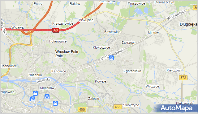 mapa Psie Pole gmina Wrocław, Psie Pole gmina Wrocław na mapie Targeo