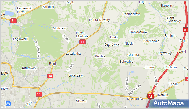 mapa Wódka gmina Nowosolna, Wódka gmina Nowosolna na mapie Targeo