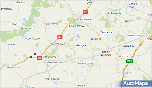 mapa Górzyce, Górzyce na mapie Targeo