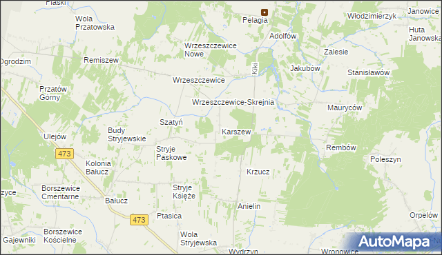 mapa Karszew gmina Łask, Karszew gmina Łask na mapie Targeo
