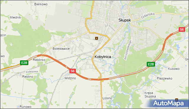 mapa Kobylnica powiat słupski, Kobylnica powiat słupski na mapie Targeo