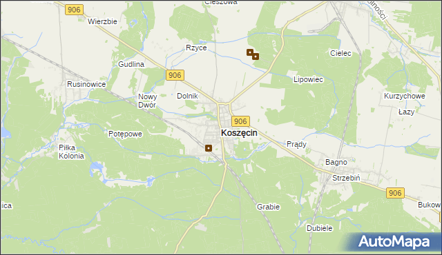 mapa Koszęcin powiat lubliniecki, Koszęcin powiat lubliniecki na mapie Targeo