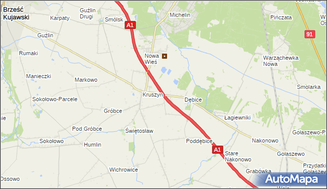mapa Ludwinowo gmina Włocławek, Ludwinowo gmina Włocławek na mapie Targeo