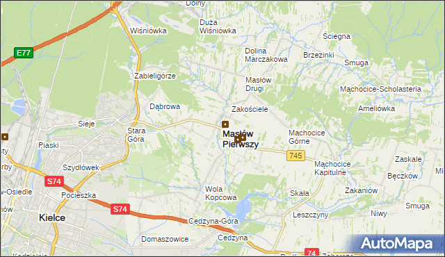 mapa Masłów Pierwszy, Masłów Pierwszy na mapie Targeo