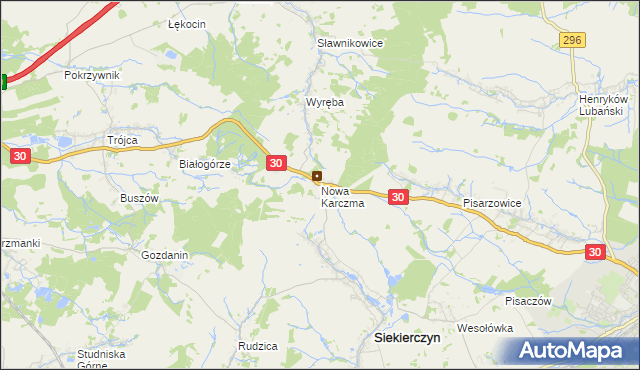 mapa Nowa Karczma gmina Siekierczyn, Nowa Karczma gmina Siekierczyn na mapie Targeo