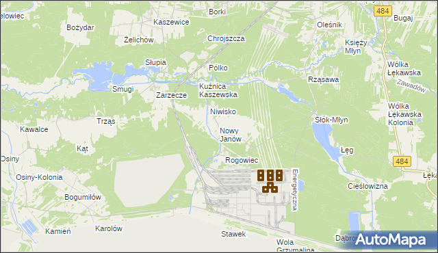 mapa Nowy Janów gmina Kluki, Nowy Janów gmina Kluki na mapie Targeo