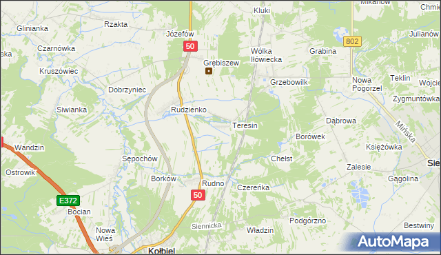 mapa Oleksin gmina Kołbiel, Oleksin gmina Kołbiel na mapie Targeo