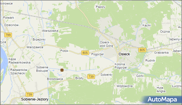 mapa Pogorzel gmina Osieck, Pogorzel gmina Osieck na mapie Targeo