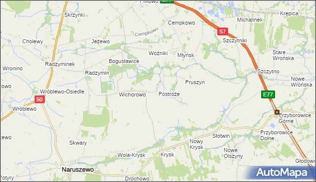 mapa Postróże, Postróże na mapie Targeo