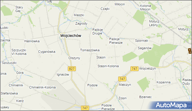mapa Stasin gmina Wojciechów, Stasin gmina Wojciechów na mapie Targeo