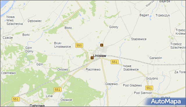 mapa Unisław powiat chełmiński, Unisław powiat chełmiński na mapie Targeo