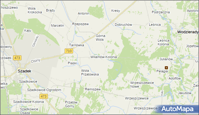 mapa Wilamów gmina Szadek, Wilamów gmina Szadek na mapie Targeo