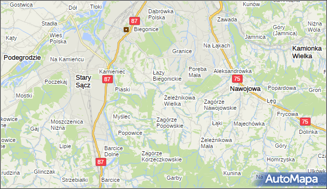 mapa Żeleźnikowa Wielka, Żeleźnikowa Wielka na mapie Targeo