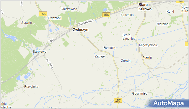 mapa Zagaje gmina Zwierzyn, Zagaje gmina Zwierzyn na mapie Targeo