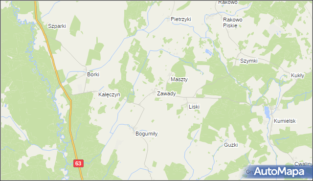 mapa Zawady gmina Pisz, Zawady gmina Pisz na mapie Targeo