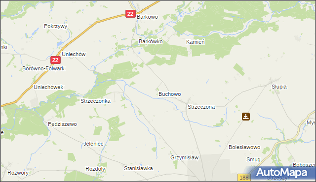mapa Buchowo, Buchowo na mapie Targeo