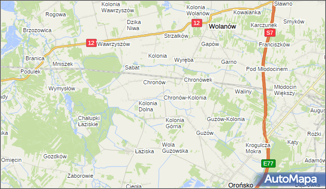 mapa Chronów-Kolonia, Chronów-Kolonia na mapie Targeo