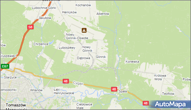 mapa Glinnik gmina Lubochnia, Glinnik gmina Lubochnia na mapie Targeo