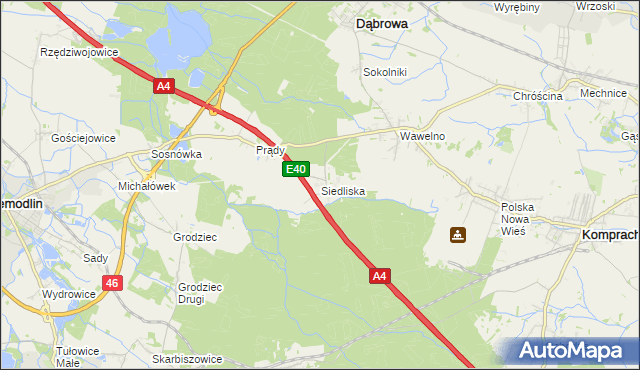 mapa Siedliska gmina Dąbrowa, Siedliska gmina Dąbrowa na mapie Targeo