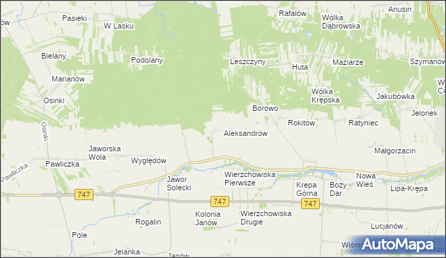 mapa Aleksandrów gmina Sienno, Aleksandrów gmina Sienno na mapie Targeo