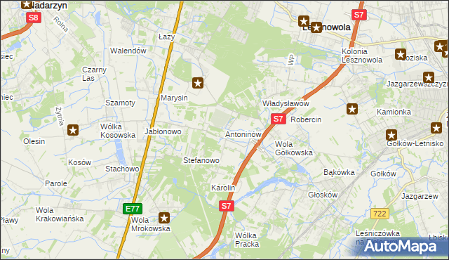 mapa Antoninów gmina Piaseczno, Antoninów gmina Piaseczno na mapie Targeo