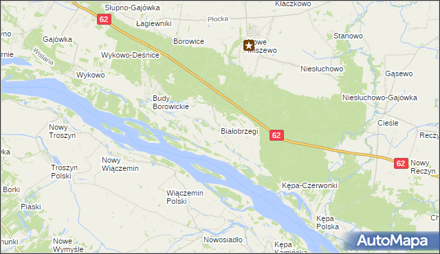 mapa Białobrzegi gmina Bodzanów, Białobrzegi gmina Bodzanów na mapie Targeo
