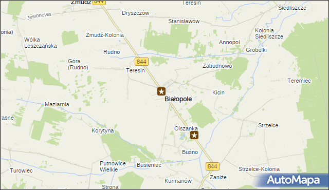 mapa Białopole powiat chełmski, Białopole powiat chełmski na mapie Targeo