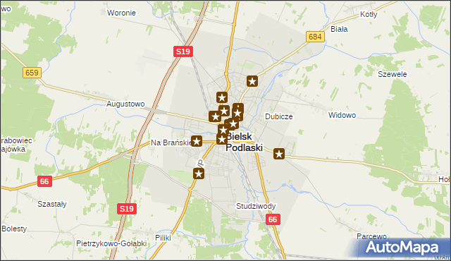 mapa Bielsk Podlaski, Bielsk Podlaski na mapie Targeo