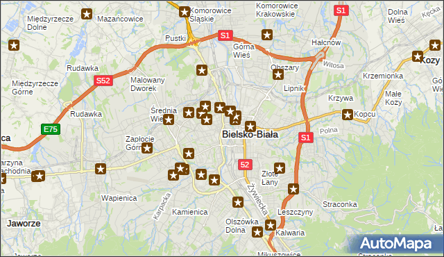 mapa Bielsko-Białej, Bielsko-Biała na mapie Targeo