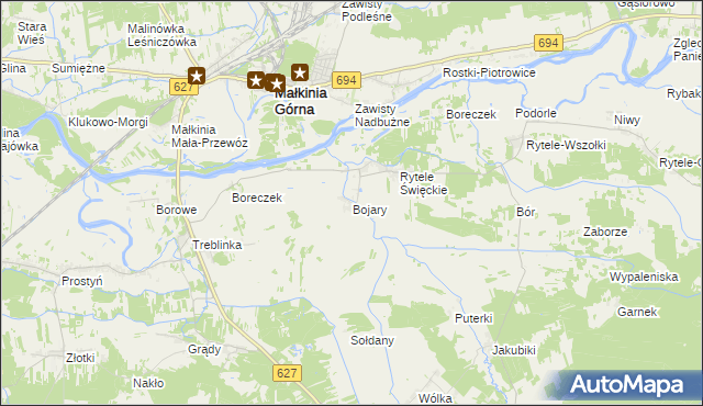 mapa Bojary gmina Kosów Lacki, Bojary gmina Kosów Lacki na mapie Targeo