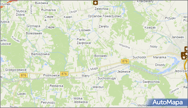 mapa Borowiec gmina Tarczyn, Borowiec gmina Tarczyn na mapie Targeo