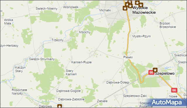 mapa Bryki gmina Wysokie Mazowieckie, Bryki gmina Wysokie Mazowieckie na mapie Targeo
