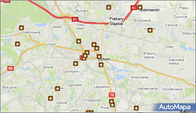 mapa Bytomia, Bytom na mapie Targeo