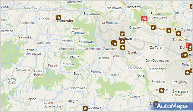 mapa Chlebna gmina Jedlicze, Chlebna gmina Jedlicze na mapie Targeo