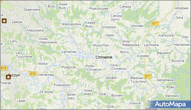 mapa Chmielnik powiat rzeszowski, Chmielnik powiat rzeszowski na mapie Targeo