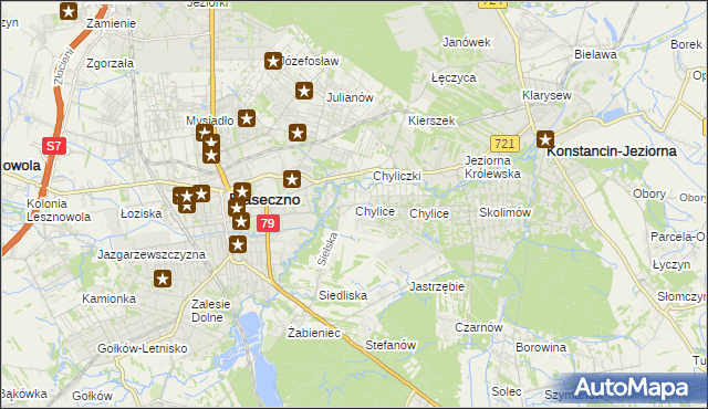 mapa Chylice gmina Piaseczno, Chylice gmina Piaseczno na mapie Targeo