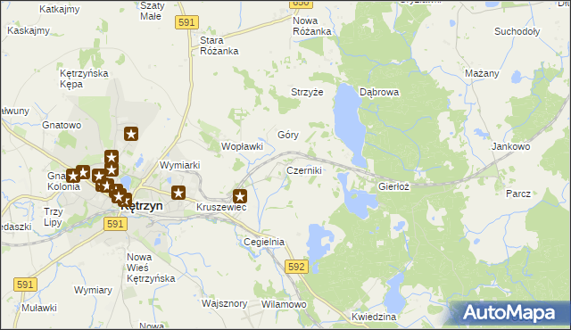 mapa Czerniki gmina Kętrzyn, Czerniki gmina Kętrzyn na mapie Targeo