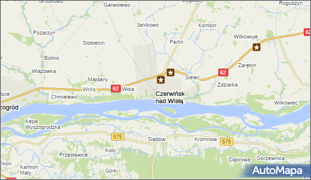 mapa Czerwińsk nad Wisłą, Czerwińsk nad Wisłą na mapie Targeo