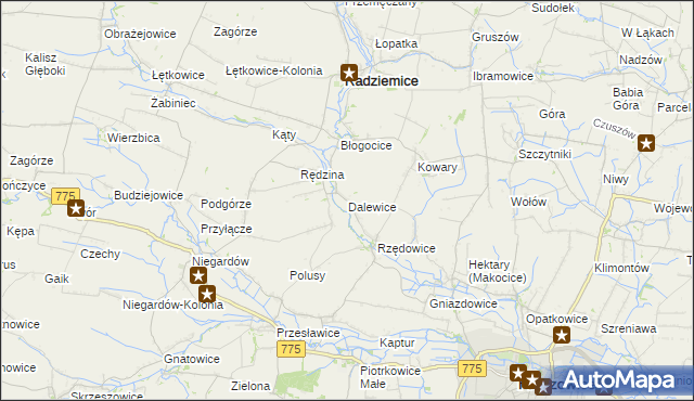 mapa Dalewice, Dalewice na mapie Targeo