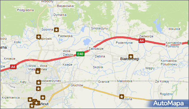 mapa Dębina gmina Białobrzegi, Dębina gmina Białobrzegi na mapie Targeo
