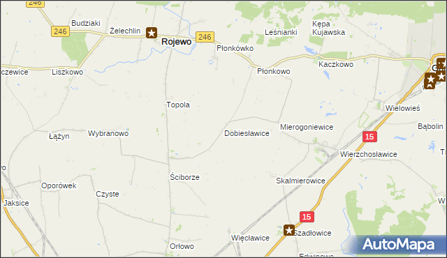 mapa Dobiesławice gmina Rojewo, Dobiesławice gmina Rojewo na mapie Targeo