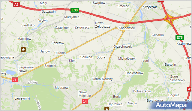 mapa Dobra gmina Stryków, Dobra gmina Stryków na mapie Targeo